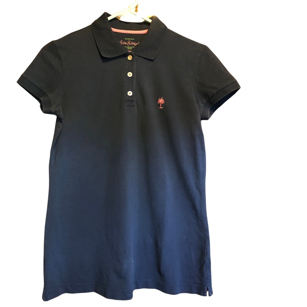 Lilly Pulitzer Navy Polo with Pink Trim